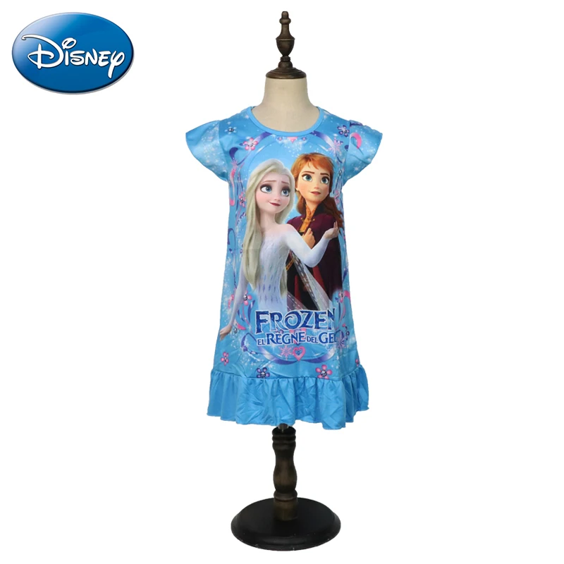 Disney Summer Kids Clothes Girls Dress Nightgown Frozen Elsa Anna Princess Sleepwear Short Sleeve Girl Dresses Clothing Pyjamas