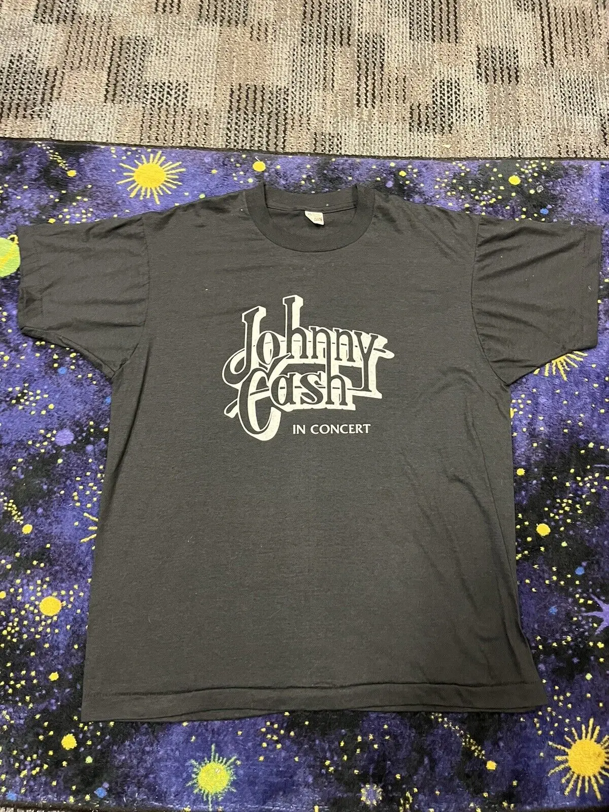 Винтажная черная футболка для концертов Джонни наличный 1980 яос размер Xl Ss