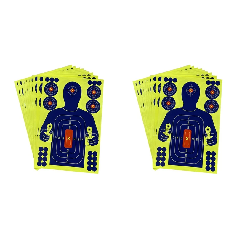 

20Pcs 12X18 Inch Human Body Shape Targets Reactive Splatter Glow Fluorescent Paper Target For Archery Training