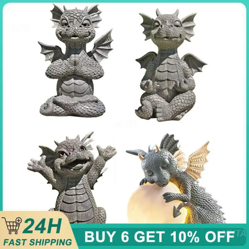 

Садовая Статуя Дракона, статуя медитации, светодиодное освещение, полимерное украшение, скульптура в форме динозавра, наружное украшение двора, домашний декор