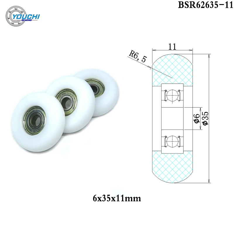 

35mm Rowing Seat Wheels 6x35x11mm Rower POM Pulleys BSR62635-11 6*35*11mm Rowing Machine Rollers