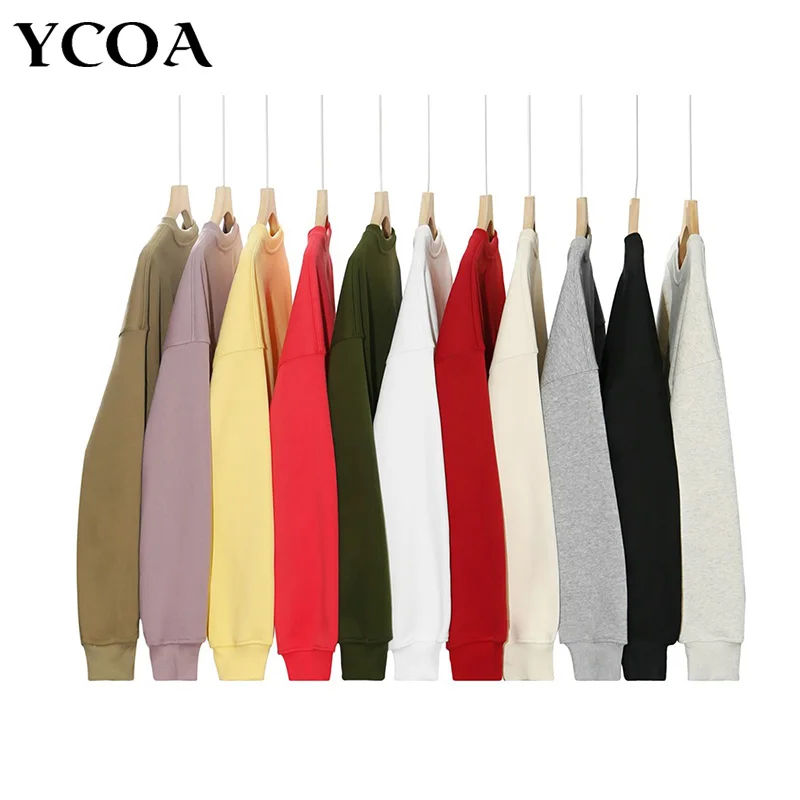 

Men Winter Sweatshirt Oversized Solid Cotton Harajuku Long Sleeve Tops Pullovers Vintage Korean Fashion Y2k Streetwear Clothing