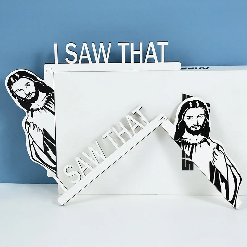 

Wooden Door Frame Decoration I Saw That Black White Jesus Head Portrait Funny Home Frame Ornament For Christmas Easter Decor