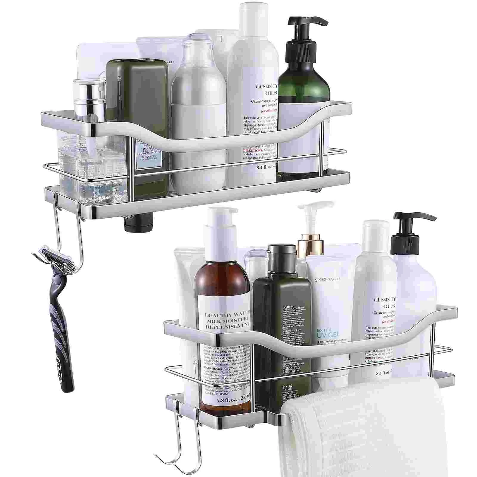 

HOMEMAXS 2PCS Shower Caddy Bathroom Storage Shelf Wall Mounted Rack Shower Organizer Storage Rack