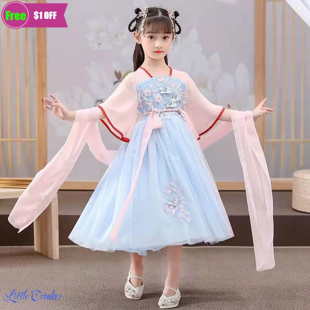 

Chinese Traditional Hanfu Dress Child Clothes Folk Dance Girl Old Chinese Opera Tang Dynasty Han Ming Costume Tangsuit For Kids