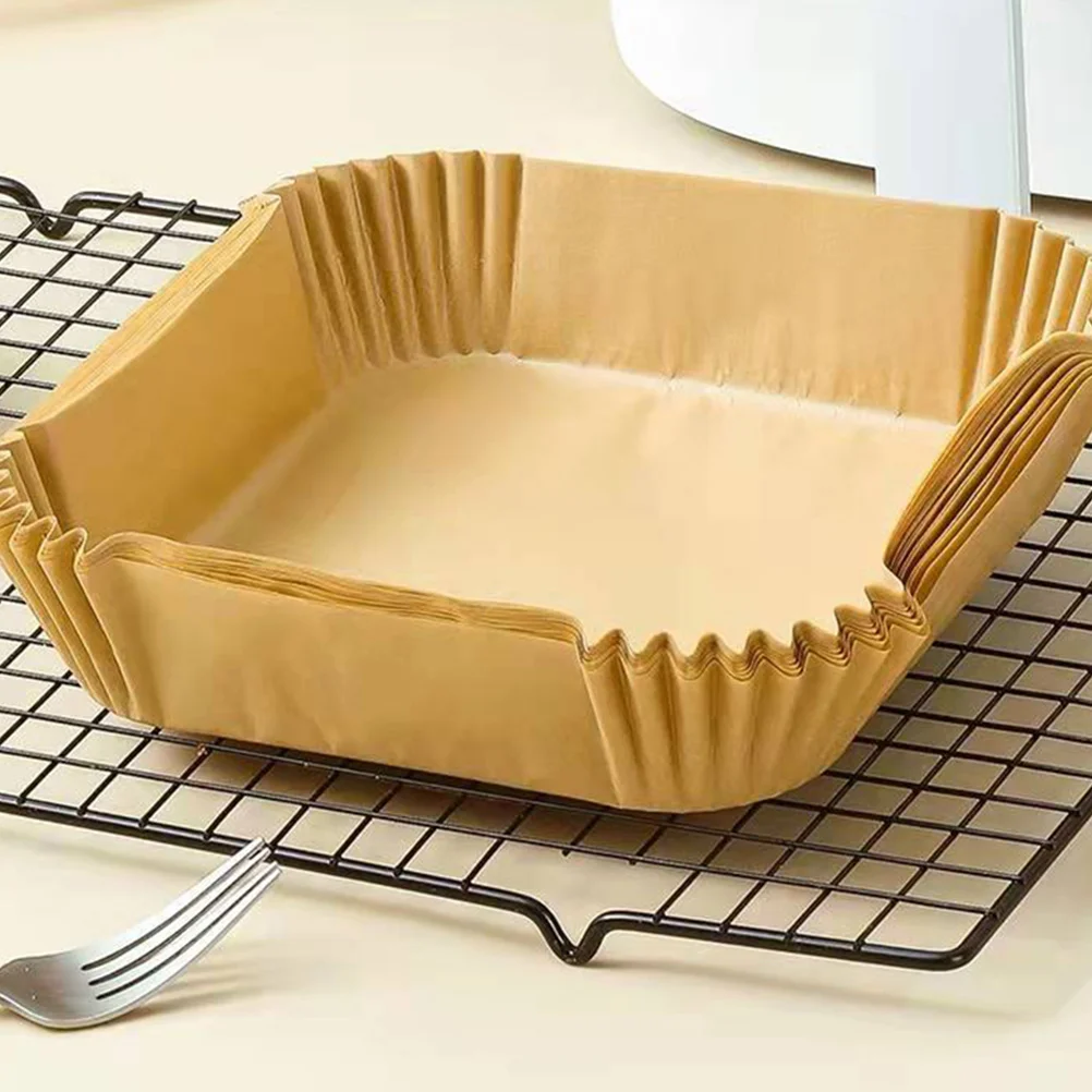 

Air Fryer Paper Liners Baking Liner Parchment Disposable Square Stick Non For Fryers Cake Accessories Airfryer Roasting Pan