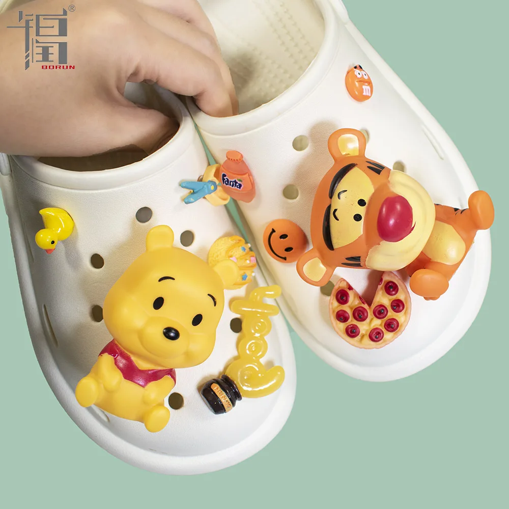 

Winnie the Pooh and Tigger Too Shoe Buckle Set Sale Wholesale Crocs Charms Cute Creative Slippers Decorations Kids Woman Gifts