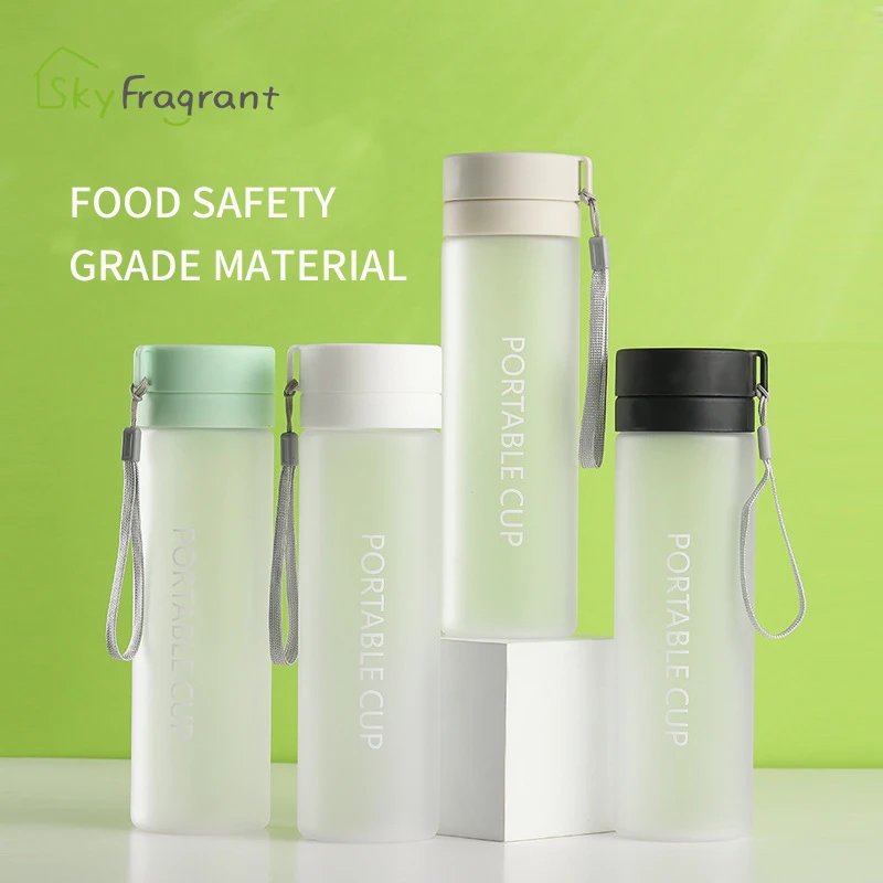 Outdoor Large Capacity Sports Water Bottle Frosted Plastic Cup Portable Rope Gift Mug Customizable Print Logo |