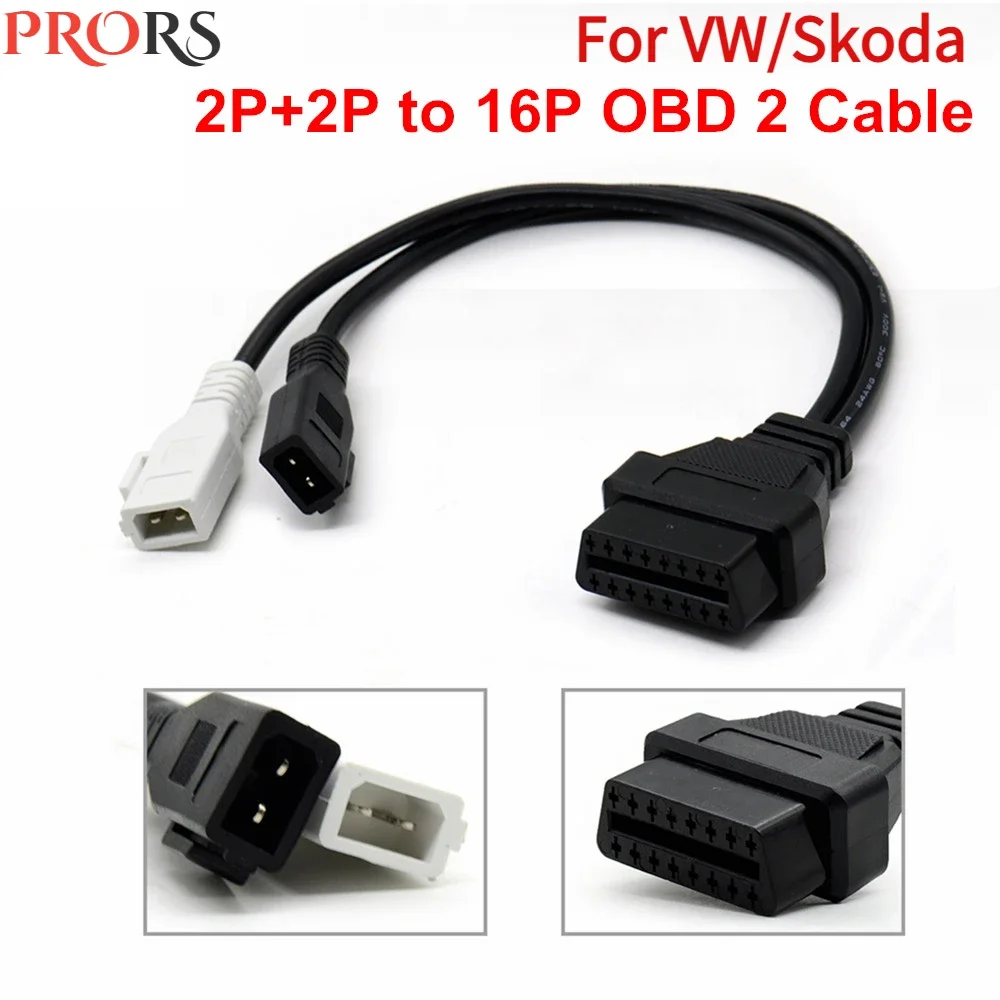 

1PCS 2P-2P 16Pin OBD2 Cable VAG Adapter For AUDI 2X2 OBD1 OBD2 Car Diagnostic Cable 2P+2P to 16Pin Female Connector for VW/Skoda