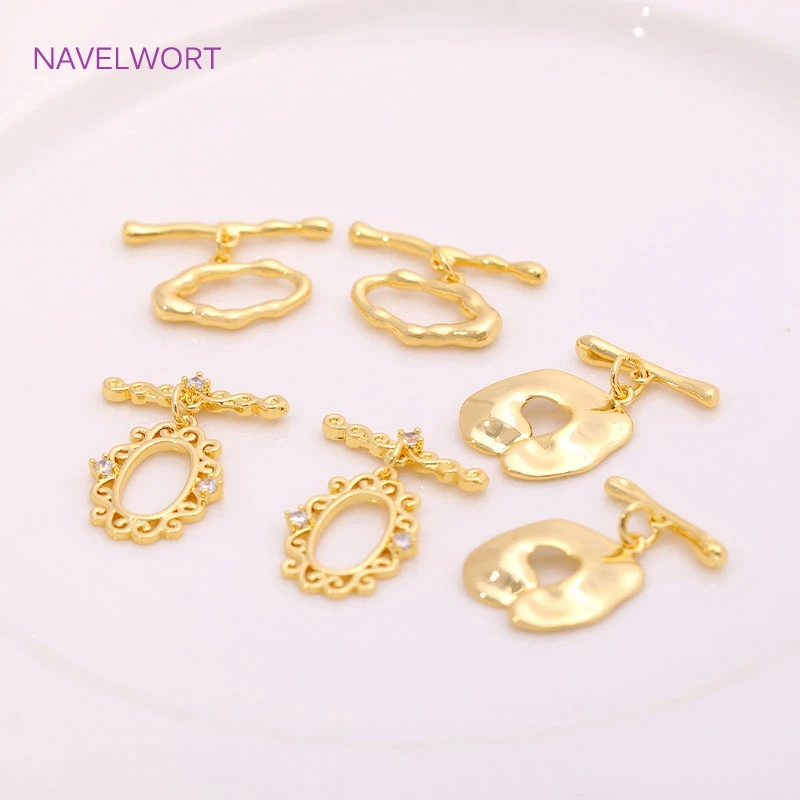 Латунные позолоченные застежки 18K закрученные с плоским концом Необычные OT