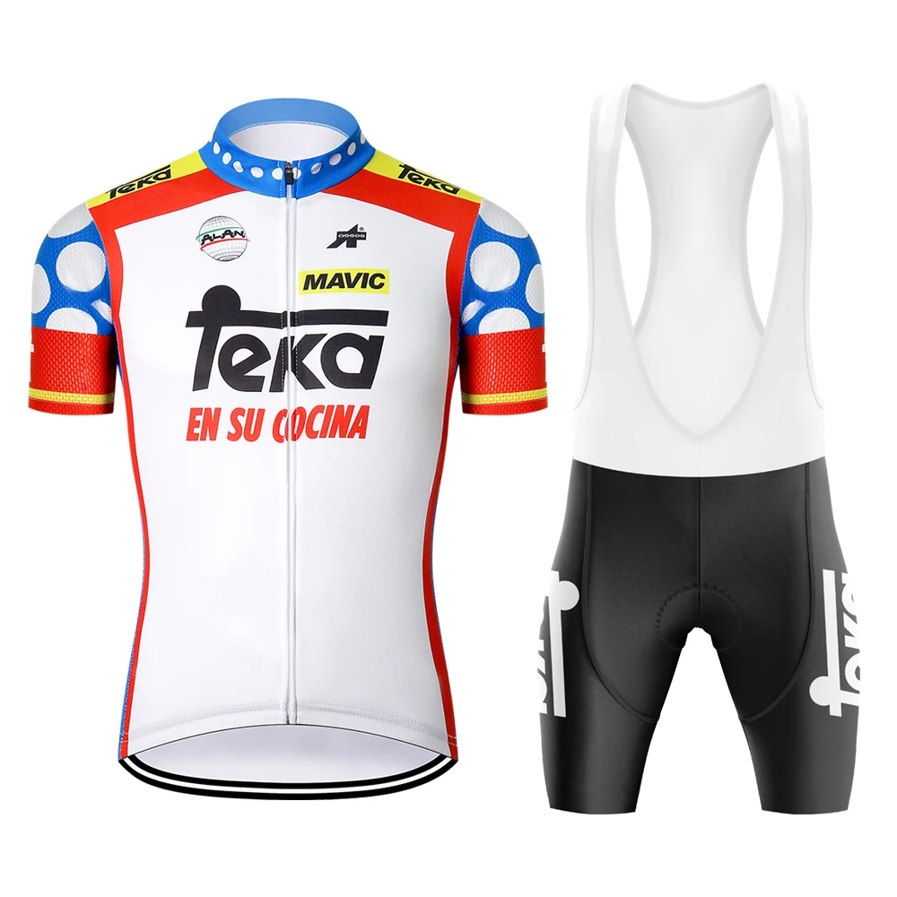 

Teka Cycling Jersey Man Retro Bike Shorts Set Men MTB Quick Dry Summer White Blue Clothing Shirt Bicycle Suit Breathable Cycl