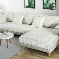 thicken flannel sofa cover solid color four seasons non slip seat cushion couch slipcover for living room decor plush sofa towel