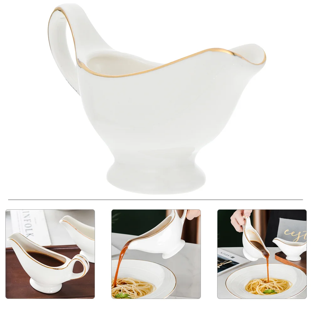 

Sauce Pitcher Gravy Ceramiccreamer Boat Jug Porcelain Coffee Dish Bowl Cup Container Seasoning Pourer Syrup Mini Serving Kitchen