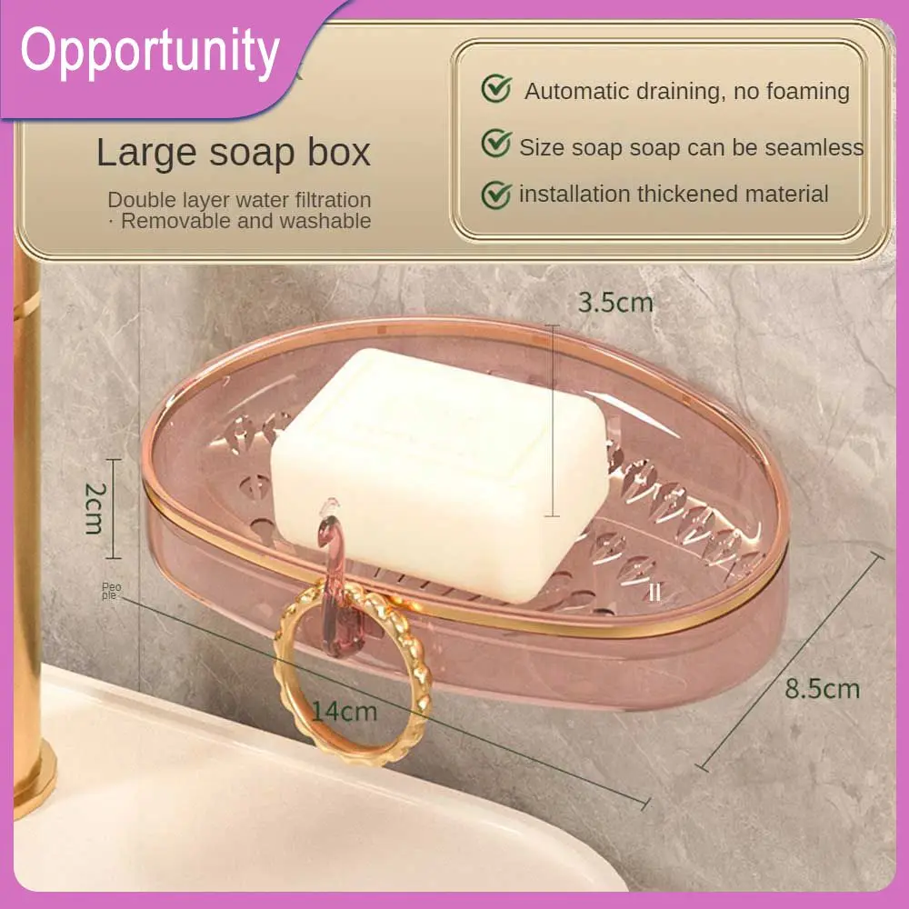 

Wall-mounted Soap Storage Rack Household Single Layer Bathroom Shelf With Drain Water Punch-free Soap Box Kitchen Accessorie Pet