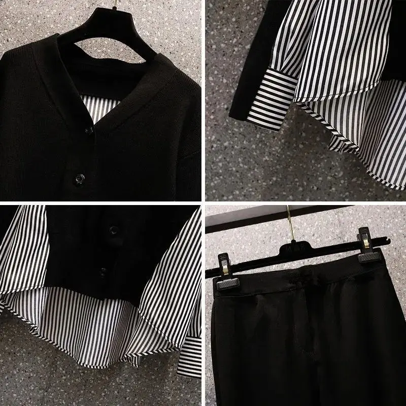 Рубашка с длинным рукавом и V-образным вырезом в полоску