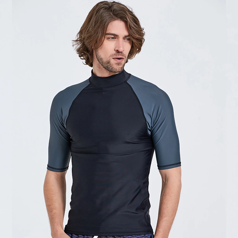Men's Sunscreen Quick-Drying Split Comfortable Swimming Surfing Short-Sleeved Fashion Water Sports Beach Swimming Surfing Top