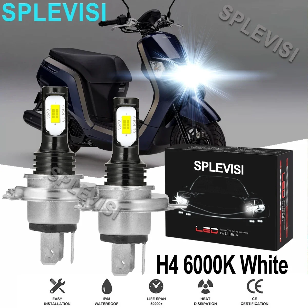 2x70 Вт белые светодиодные мотоциклетные фары для Honda CHF50 Metropolitan 2002 2003 2004 2005 2006 2007 2008