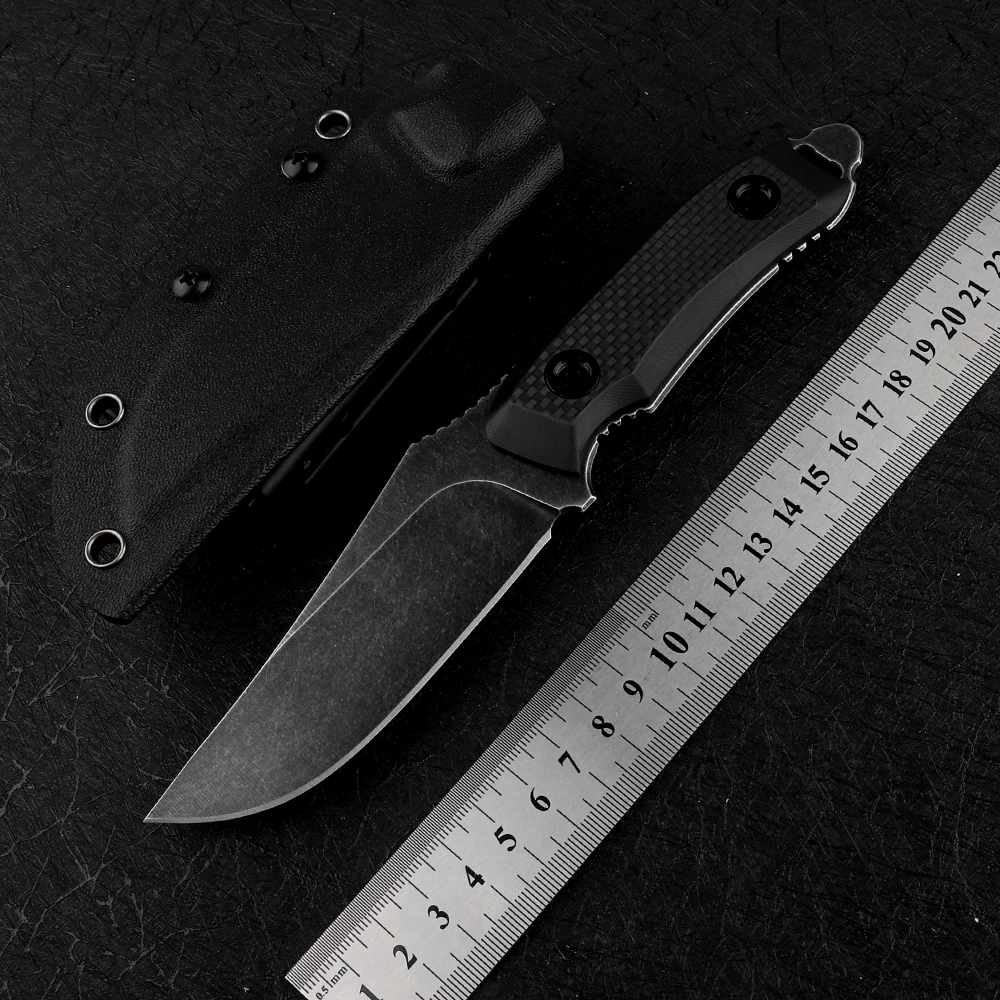 Fixed Straight Knife 9Cr18Mov Steel G10 Carbon Fiber Handle Outdoor Tactical Gift Camping Tool Self Defense Hunting EDC Sabre