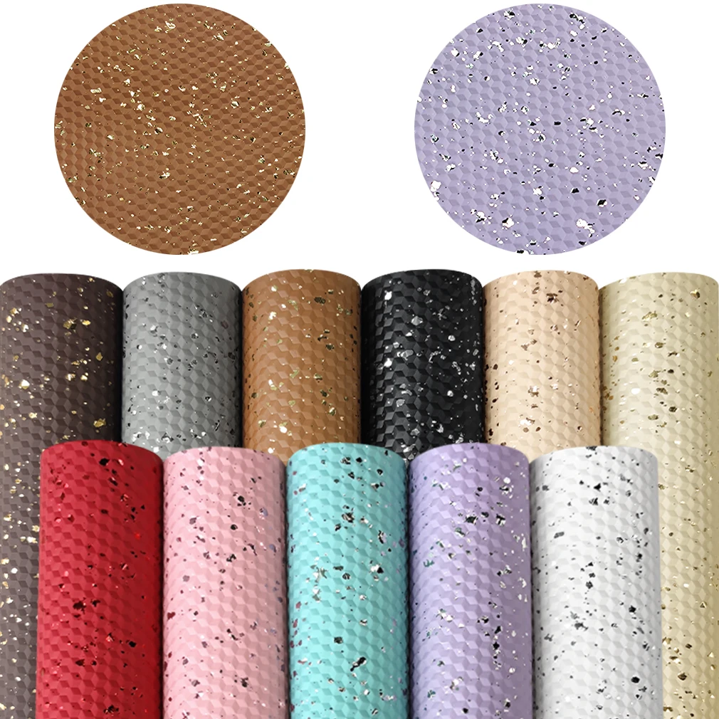 

30*135CM Diamond Grain Faux Leather Sheets Small Glitter Fabric for Sewing Bow Handbag Craft Material DIY Shiny PU Leatherette