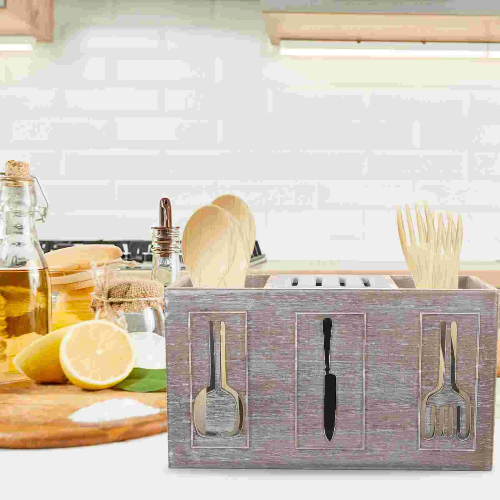 

Kitchen Tableware Holder Flatware Cutlery Organizer Compartment Countertop Storage