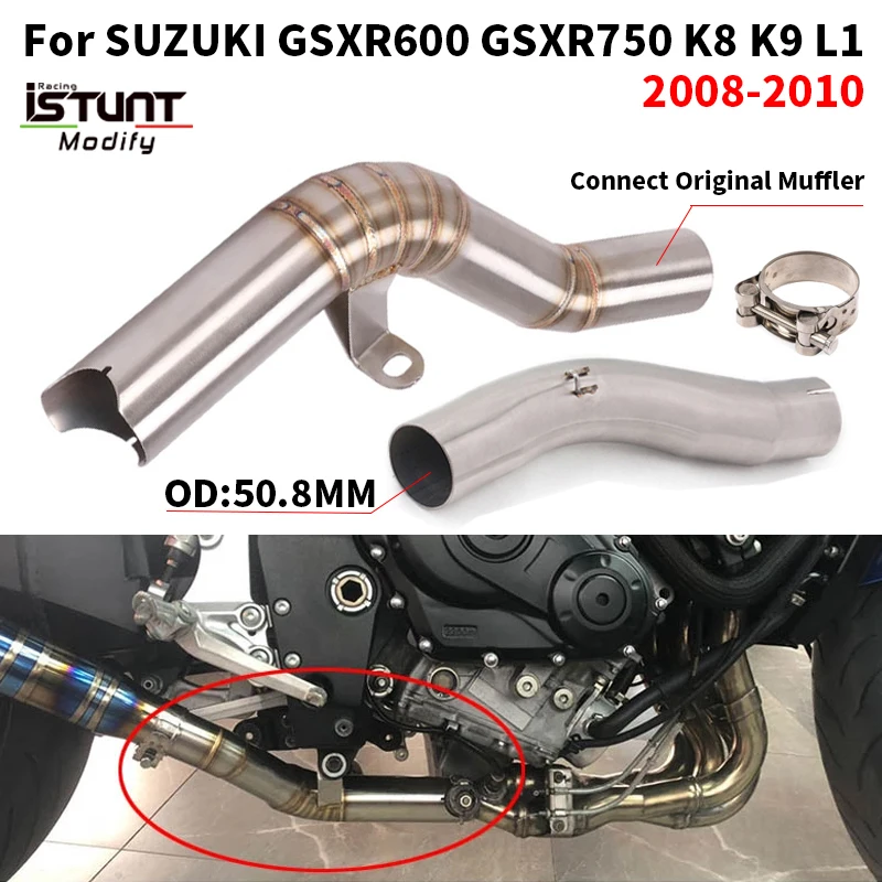 

For SUZUKI GSXR 600 750 K8 K9 L1 GSXR750 GSXR600 2008 2009 2010 Exhaust Escape Link Pipe Catalyst Delete Eliminator Enhanced DEC