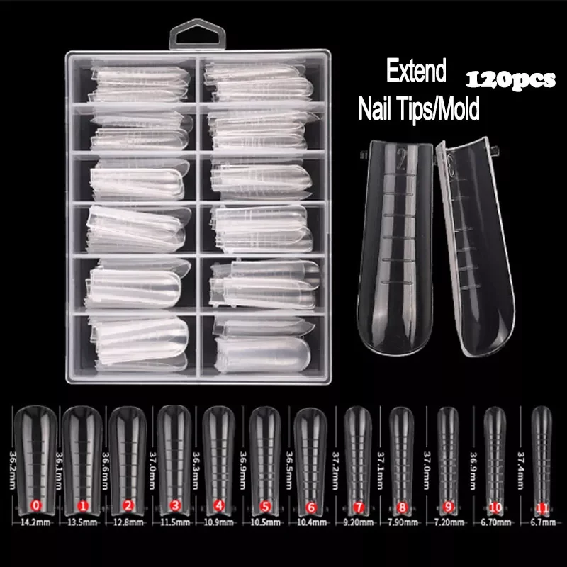 

120pcs Quick Poly Gels Building False Nail Tips Mold Form Acrylic Extension System Fake Nails Art Builder UV Gel Manicure Tools