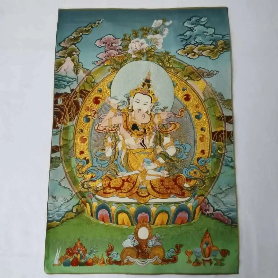 

36" Tibet Tibetan Cloth Silk Vajrasattva Goddess Kwan-yin Guan Yi Tangka Thangka