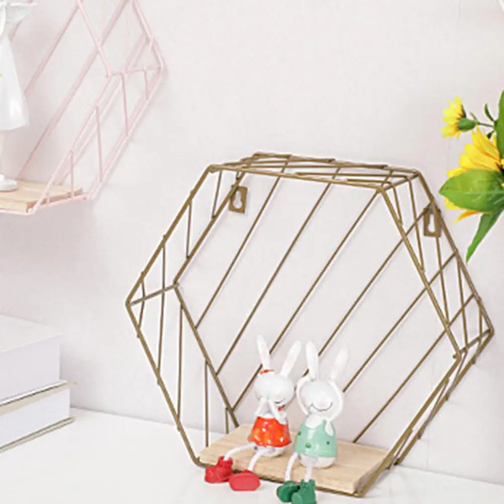 

Detachable Sturdy Wall-mounted Hexagonal Display Shelf Home Decoration