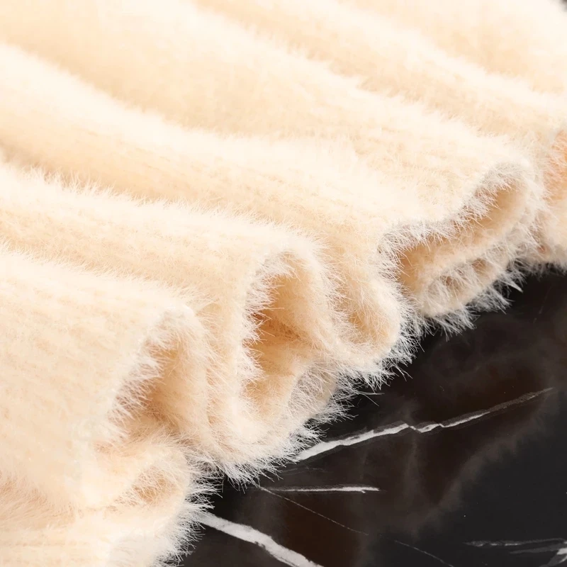 Зимние пушистые свитера Женский вязаный свитер с V-образным вырезом однотонный