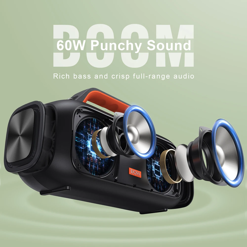 Беспроводная Bluetooth-Колонка DOSS Extreme Boom TWS Мощный Басовый сабвуфер портативная