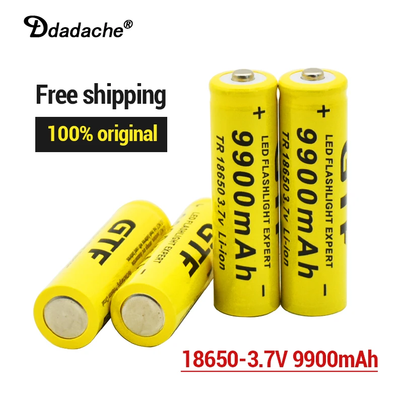 

NEW 18650 li-ion Rechargeable Battery 3.7V 9900mah GTF 18650 Battery is very suitable for flashlights or electronic devices..