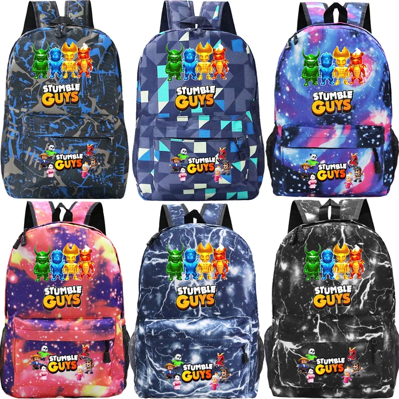 

Students Stumble Guys Backpack for Girls Boys Cartoon School Bags Teenager Travel Knapsack Nylon Children Rucksack Kids Book Bag
