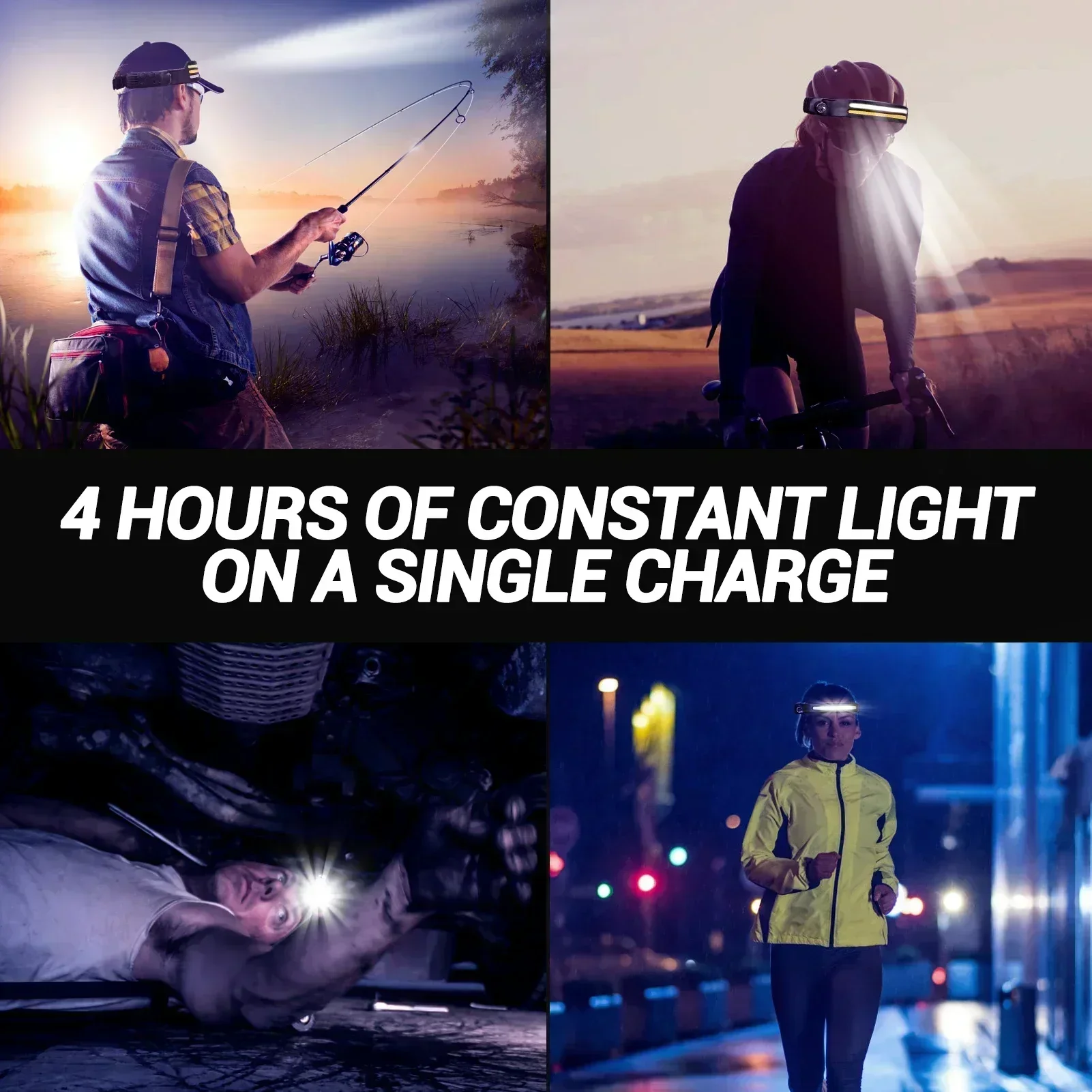 Индукционный налобный фонарь на 230 ° с USB-зарядкой