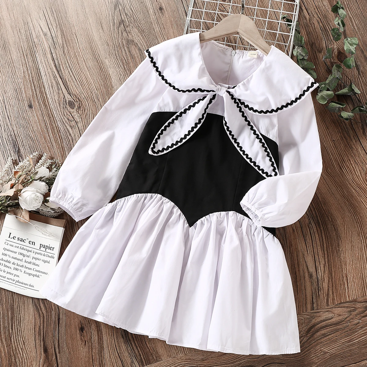 School Kids Dresses for Girls Clothes for Teenagers Pacthwork Long Sleeve Spring Autumn Children Baby Costumes 6 8 9 10 12 Years