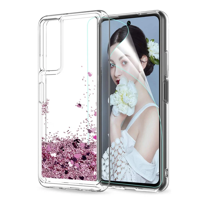 Чехол для Huawei P Smart 2021 Y7a силикон прозрачный с блестками