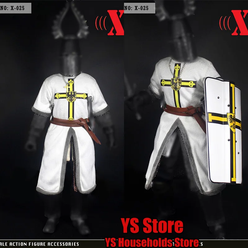 Женская модель 1/6 белый рыцарь среднего века ожерелье с крестом пояс комплект