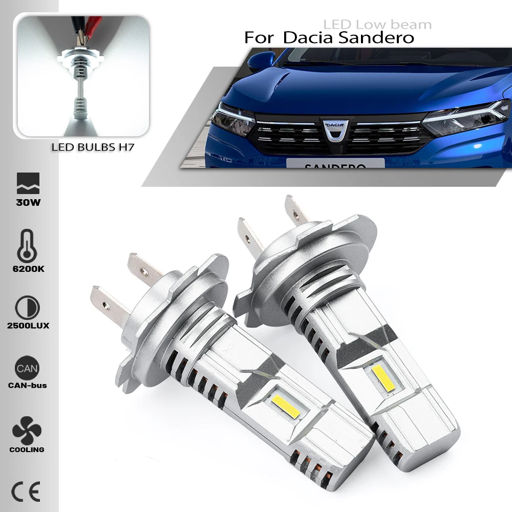 

2 шт., Автомобильные светодиодные лампы H7 Для DACIA SANDERO II 2012 2013-2022