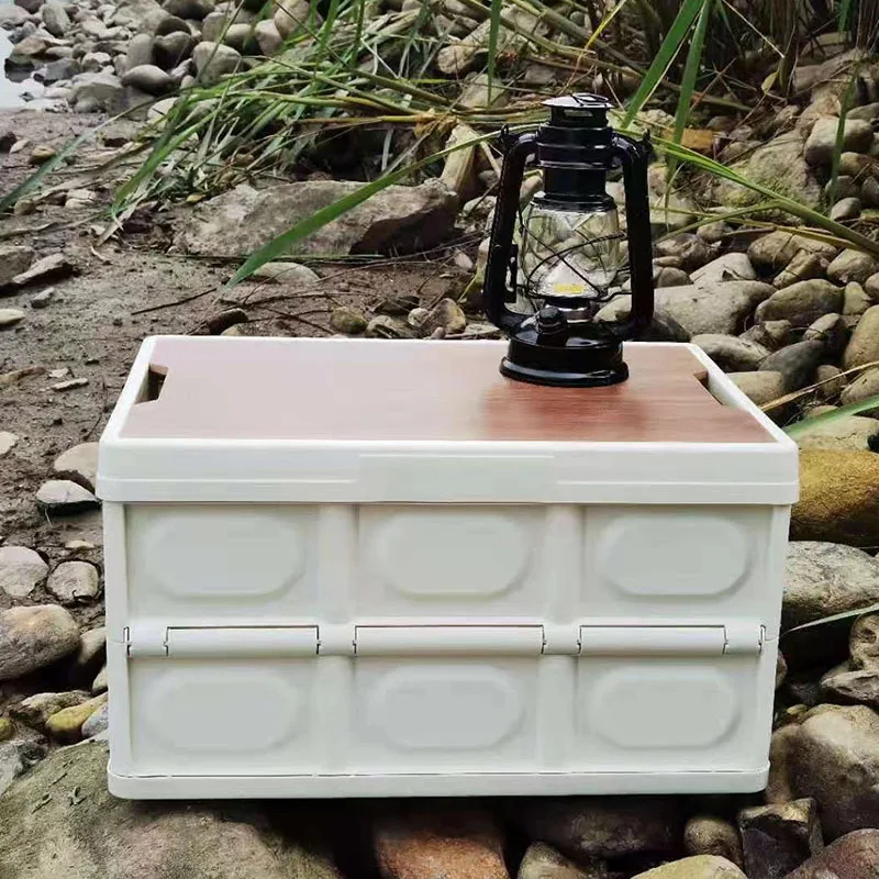 Creative Storage Bear Plastic Cover Korea With Wooden Box Camping Gift Box Finishing Outdoor Folding Storage