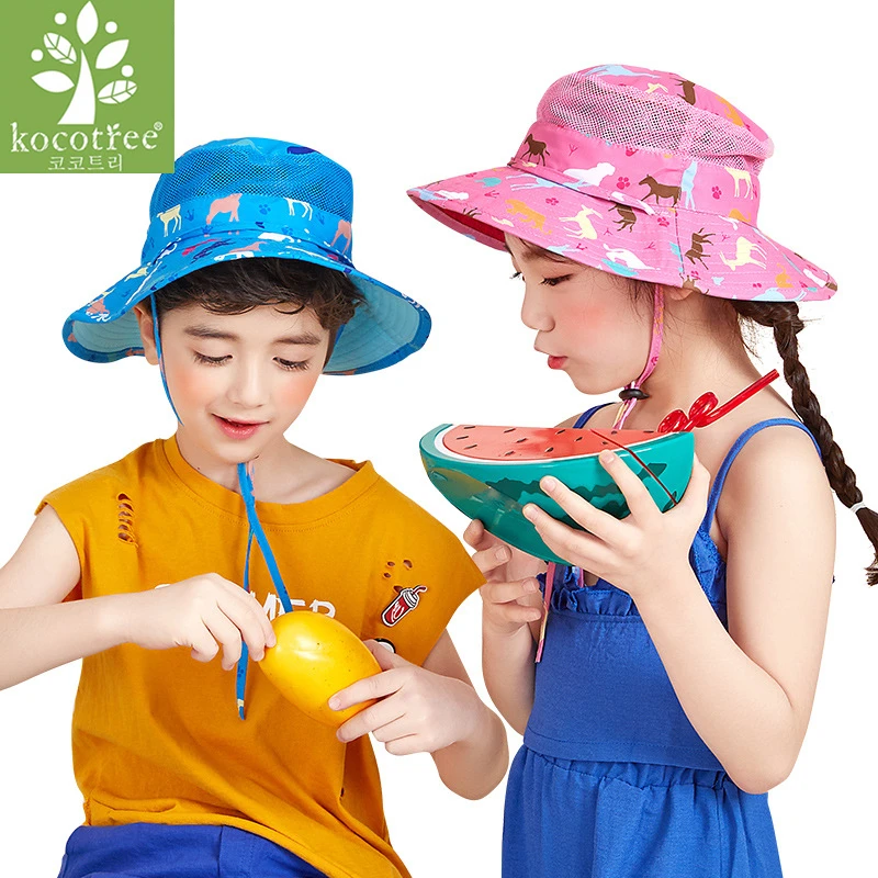 2022 New Summer Large Brim Beach Sun Hat For Kids UV Protection Female Cap With Big Head Foldable Style Fashion Children Sun Cap