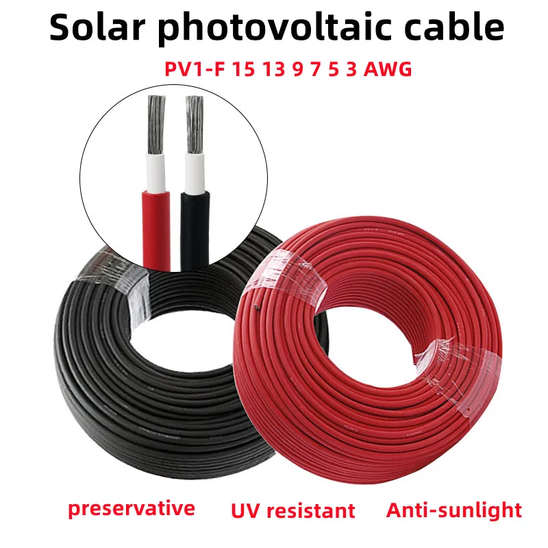 

Solar Photovoltaic Cable Anti-UV PV1-F 15 13 11 9 7 6 4 3 AWG Low Smoke Halogen Free Solar Panel Cable 1.5 2.5 4 6 10 16 25 35mm