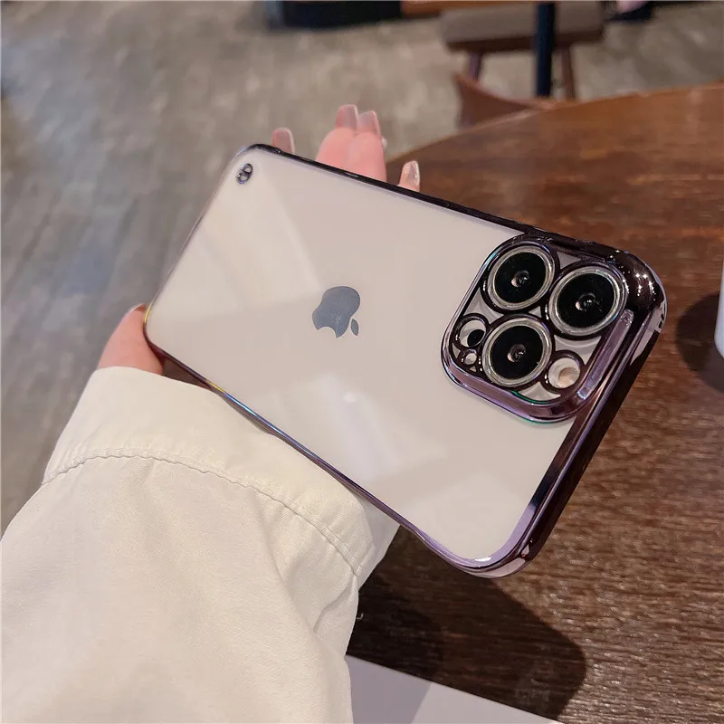 Frameless 6D Plating Case for iPhone 14 Pro Max Plus Soft Shockproof Back Luxury Clear Phone Cover iPhone 13 12 Pro Max 14ProMax