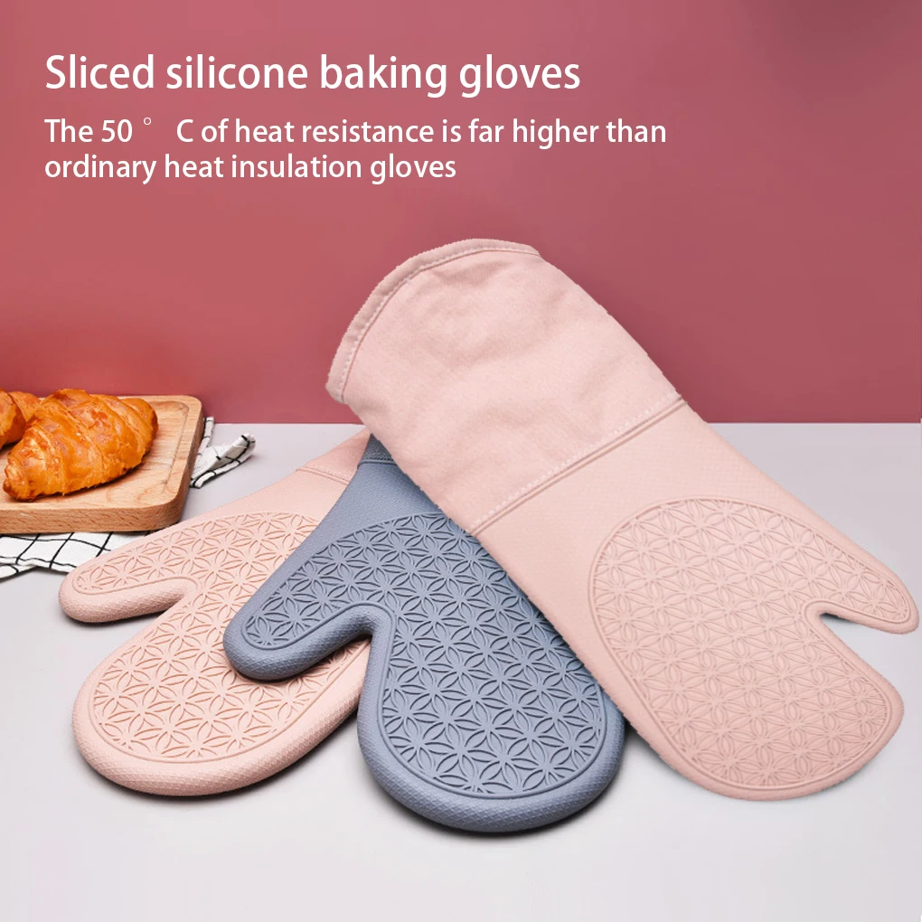 

Силиконовые изоляционные перчатки, прихватки для духовки, кухонные прихватки для барбекю, выпечки, моющиеся противоскользящие, прочные, ус...