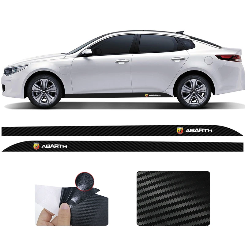 

2PCS Car Door Side Skirt Stripes Stickers Auto Body Side Stripes Decals for Abbas Abarth Punto 124/125/500 Stilo Car Accessories