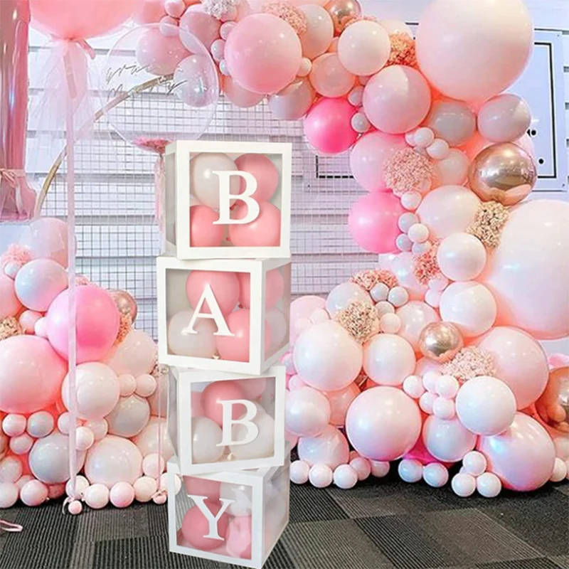 Transparent Letter Balloon Box Wedding Birthday Party Decorations Baby Shower Boy Girl One Year 1st Birthday Balloon Box Decor images - 6