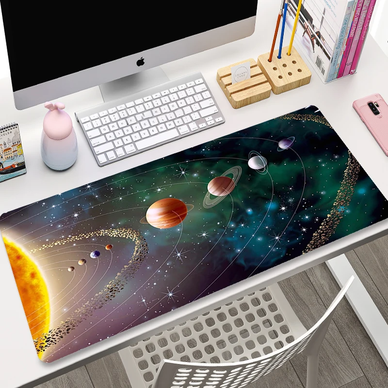 

Space Mat for Laptop Compute Mouse Pad Large Gamer Keyboard Pad Deskmat Carpet Solar System Mousepad Company Gaming Accessories