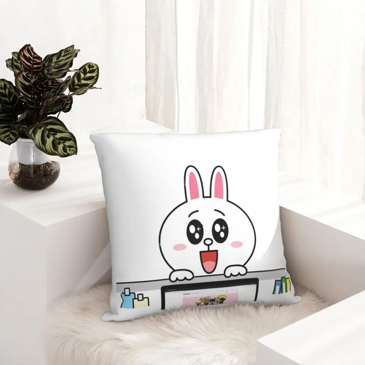 Brown And Friends Workplace (Cony Bunny) Pillowcase Pillow Case Cushion Cover Home Sofa Car Decorative Throw Pillowcases |