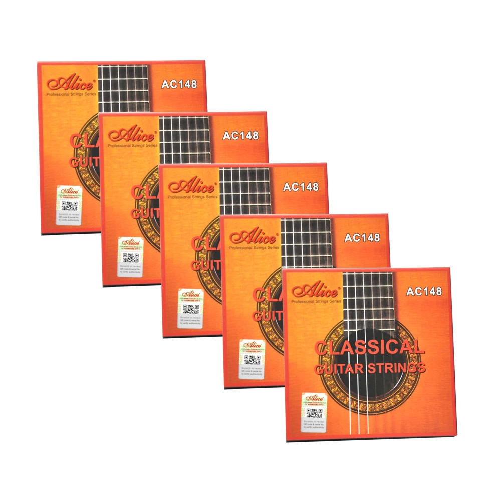 Enlarge 5 Sets Alice AC148-N Classical Guitar Strings Crystal Nylon Silver-plated 90/10 Bronze