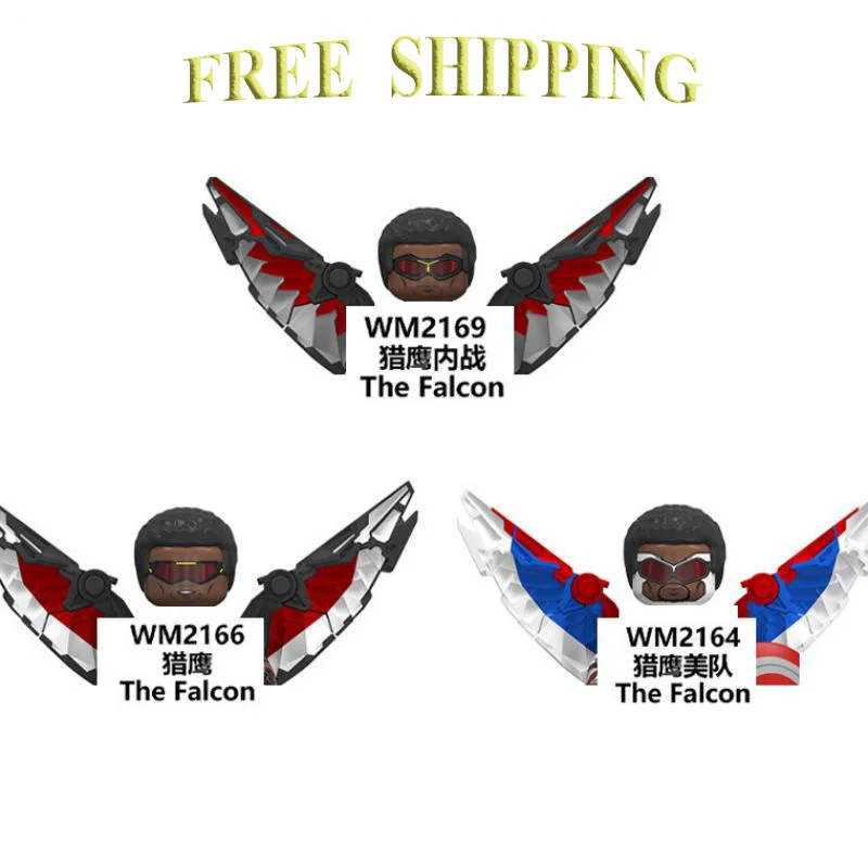

Мини-фигурки супергероев, экшн-фигурки Фалькона, кирпичи, строительные блоки, Сборная модель «сделай сам», Обучающие игрушки WM2164