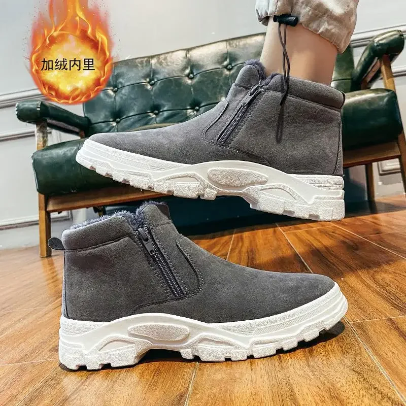 

Dr. Men's 2023 New Winter Velvet Warm Cotton Shoes Men's Retro British Style Tooling Motorcycle Boots