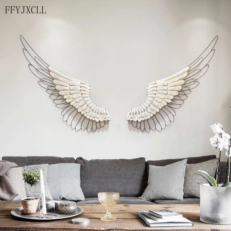 

Creative Design Wall Pendant Luxury Wall Decoration Wrought Iron Feather Wings Hanging Wall Decoration